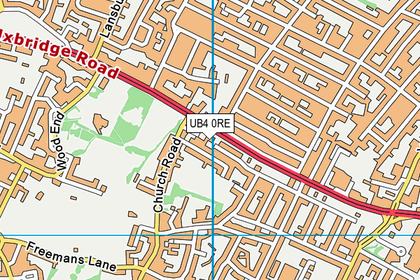 UB4 0RE map - OS VectorMap District (Ordnance Survey)