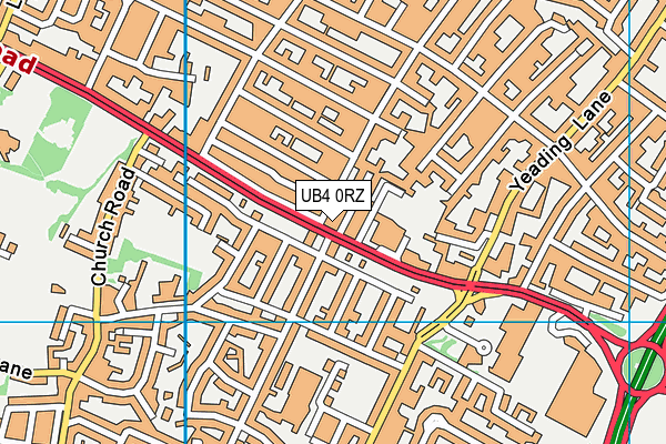 UB4 0RZ map - OS VectorMap District (Ordnance Survey)