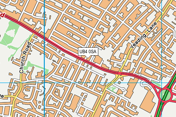 UB4 0SA map - OS VectorMap District (Ordnance Survey)
