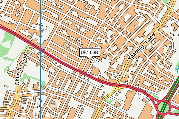 UB4 0SB map - OS VectorMap District (Ordnance Survey)