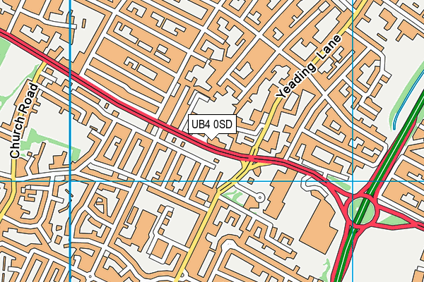 UB4 0SD map - OS VectorMap District (Ordnance Survey)