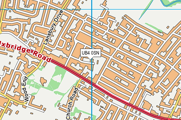 UB4 0SN map - OS VectorMap District (Ordnance Survey)