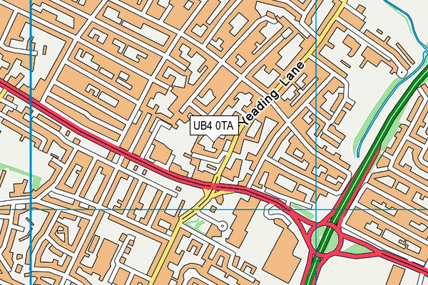 UB4 0TA map - OS VectorMap District (Ordnance Survey)