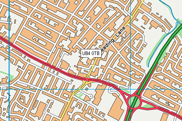 UB4 0TB map - OS VectorMap District (Ordnance Survey)
