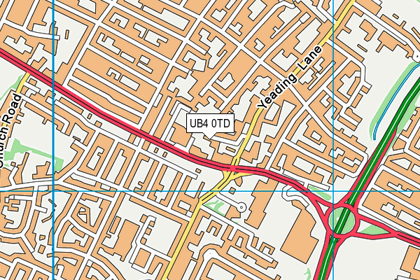 UB4 0TD map - OS VectorMap District (Ordnance Survey)