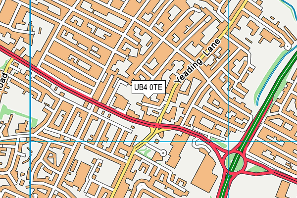 UB4 0TE map - OS VectorMap District (Ordnance Survey)