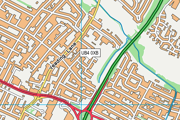 UB4 0XB map - OS VectorMap District (Ordnance Survey)