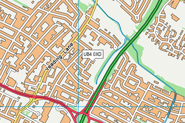 UB4 0XD map - OS VectorMap District (Ordnance Survey)