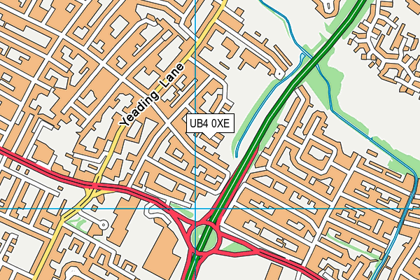UB4 0XE map - OS VectorMap District (Ordnance Survey)