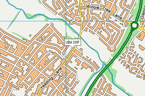UB4 0XP map - OS VectorMap District (Ordnance Survey)