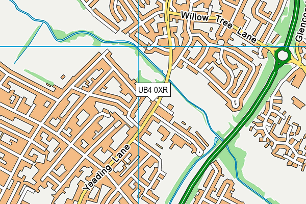 UB4 0XR map - OS VectorMap District (Ordnance Survey)