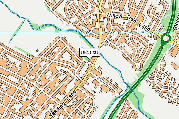UB4 0XU map - OS VectorMap District (Ordnance Survey)