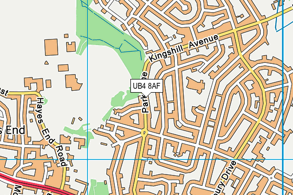 UB4 8AF map - OS VectorMap District (Ordnance Survey)