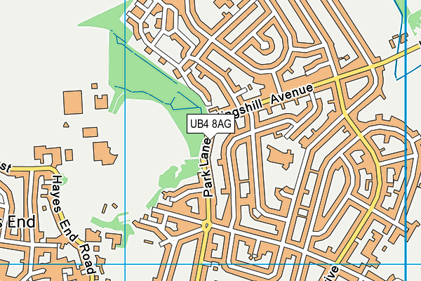 UB4 8AG map - OS VectorMap District (Ordnance Survey)