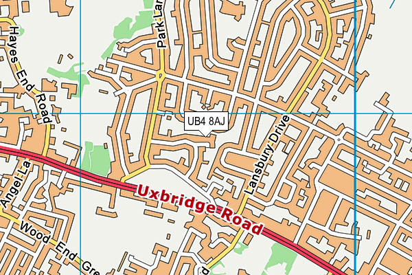 UB4 8AJ map - OS VectorMap District (Ordnance Survey)