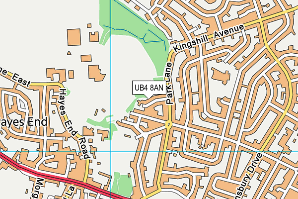 UB4 8AN map - OS VectorMap District (Ordnance Survey)