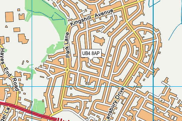 UB4 8AP map - OS VectorMap District (Ordnance Survey)