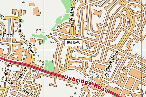 UB4 8AW map - OS VectorMap District (Ordnance Survey)