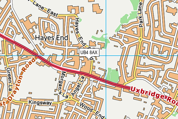 UB4 8AX map - OS VectorMap District (Ordnance Survey)