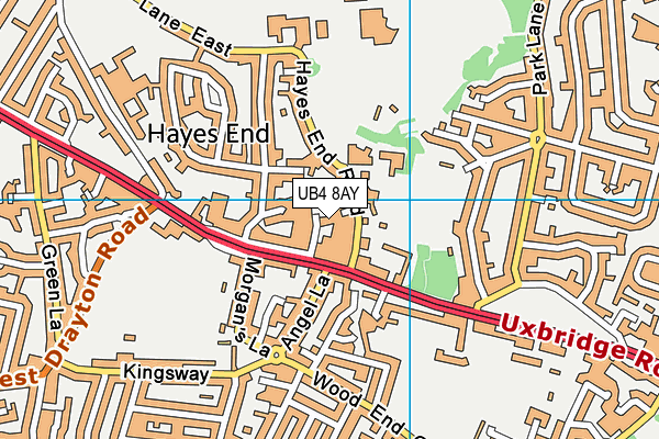 UB4 8AY map - OS VectorMap District (Ordnance Survey)