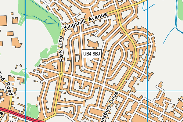 UB4 8BJ map - OS VectorMap District (Ordnance Survey)