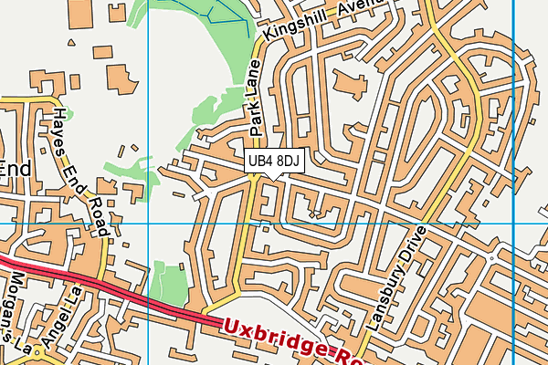 UB4 8DJ map - OS VectorMap District (Ordnance Survey)