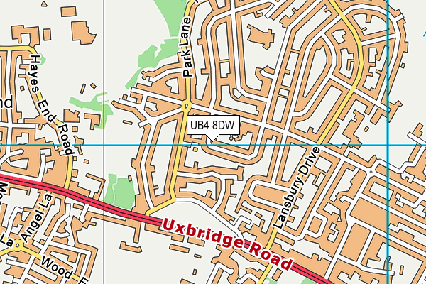 UB4 8DW map - OS VectorMap District (Ordnance Survey)