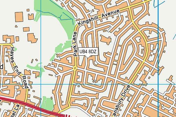 UB4 8DZ map - OS VectorMap District (Ordnance Survey)