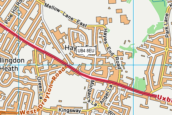 UB4 8EU map - OS VectorMap District (Ordnance Survey)