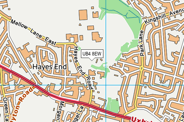 UB4 8EW map - OS VectorMap District (Ordnance Survey)