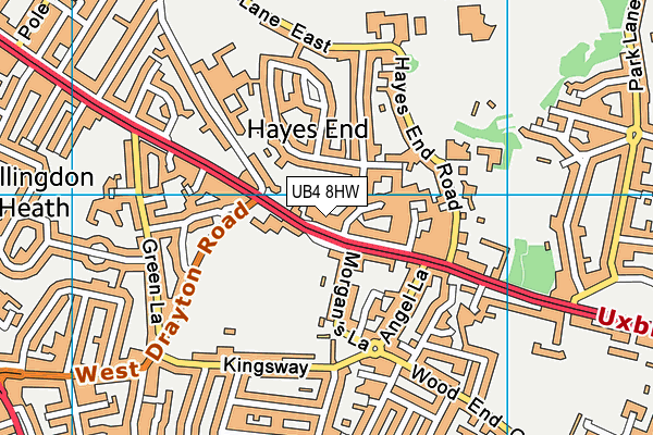 UB4 8HW map - OS VectorMap District (Ordnance Survey)