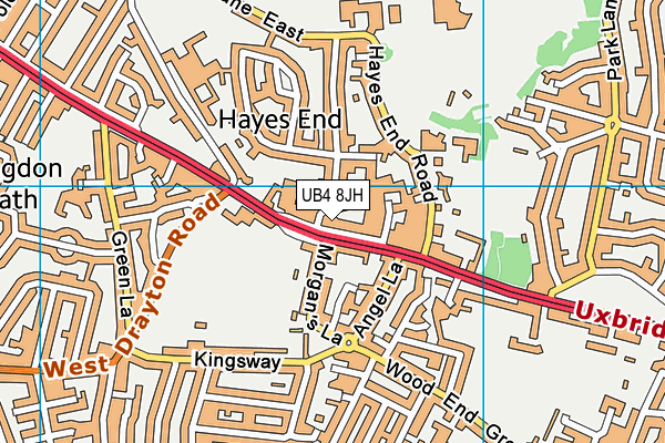 UB4 8JH map - OS VectorMap District (Ordnance Survey)