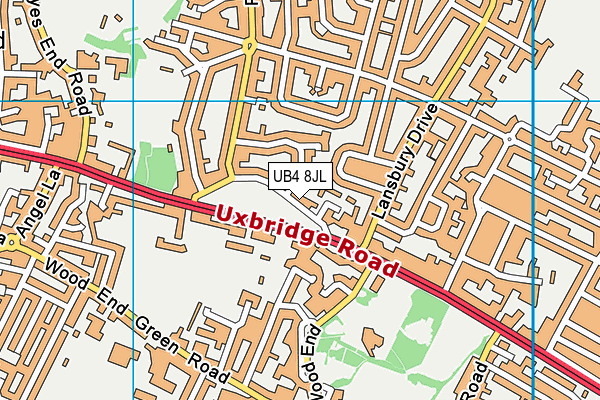 UB4 8JL map - OS VectorMap District (Ordnance Survey)