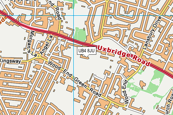 UB4 8JU map - OS VectorMap District (Ordnance Survey)