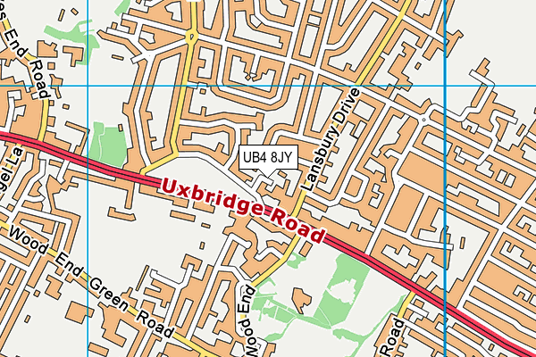 UB4 8JY map - OS VectorMap District (Ordnance Survey)