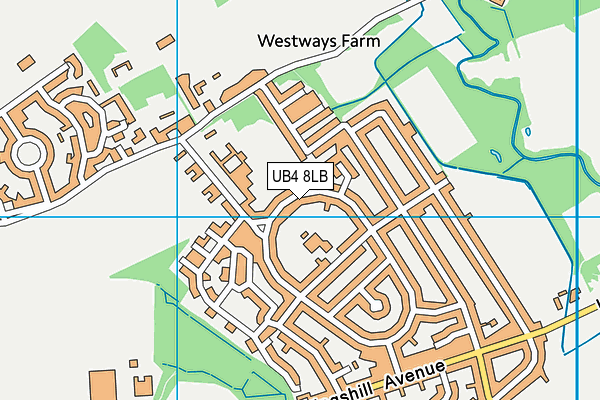 UB4 8LB map - OS VectorMap District (Ordnance Survey)