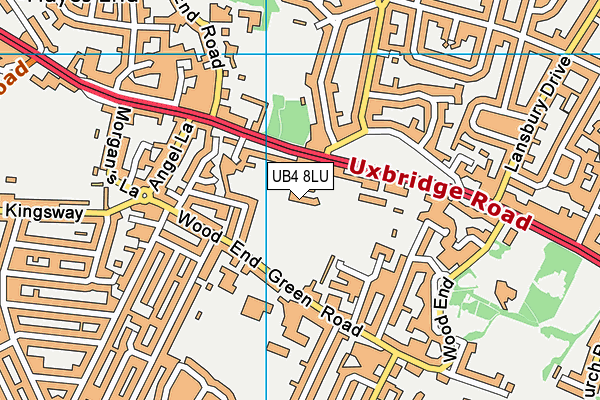 UB4 8LU map - OS VectorMap District (Ordnance Survey)