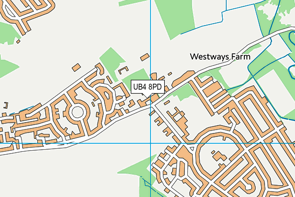 UB4 8PD map - OS VectorMap District (Ordnance Survey)