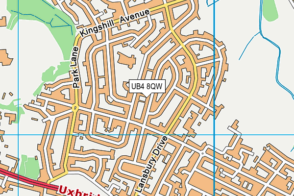UB4 8QW map - OS VectorMap District (Ordnance Survey)