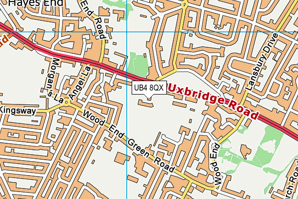 UB4 8QX map - OS VectorMap District (Ordnance Survey)