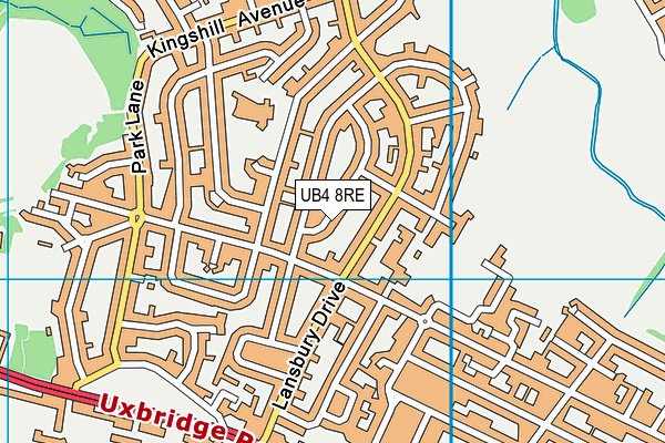 UB4 8RE map - OS VectorMap District (Ordnance Survey)