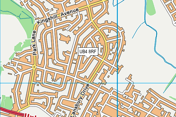 UB4 8RF map - OS VectorMap District (Ordnance Survey)