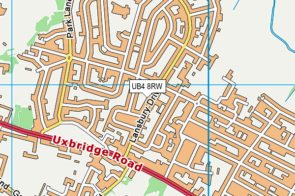 UB4 8RW map - OS VectorMap District (Ordnance Survey)