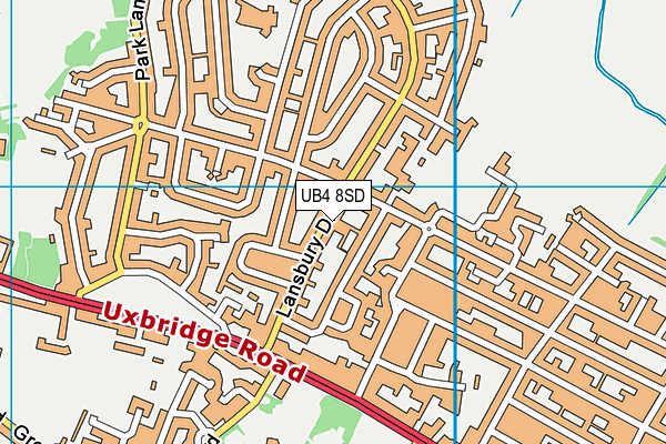 UB4 8SD map - OS VectorMap District (Ordnance Survey)