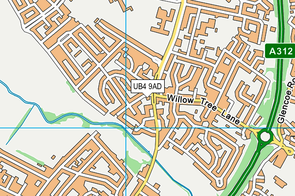 UB4 9AD map - OS VectorMap District (Ordnance Survey)