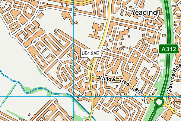 UB4 9AE map - OS VectorMap District (Ordnance Survey)