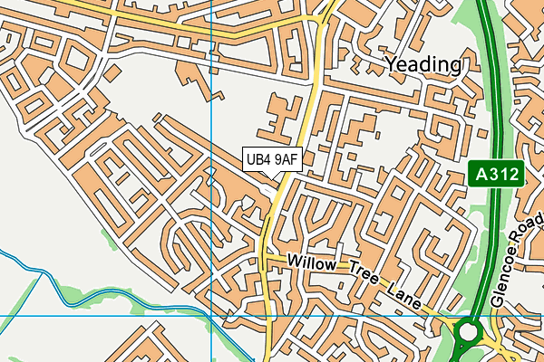 UB4 9AF map - OS VectorMap District (Ordnance Survey)