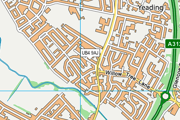 UB4 9AJ map - OS VectorMap District (Ordnance Survey)