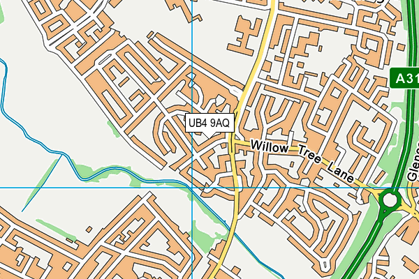 UB4 9AQ map - OS VectorMap District (Ordnance Survey)