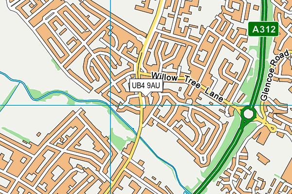 UB4 9AU map - OS VectorMap District (Ordnance Survey)